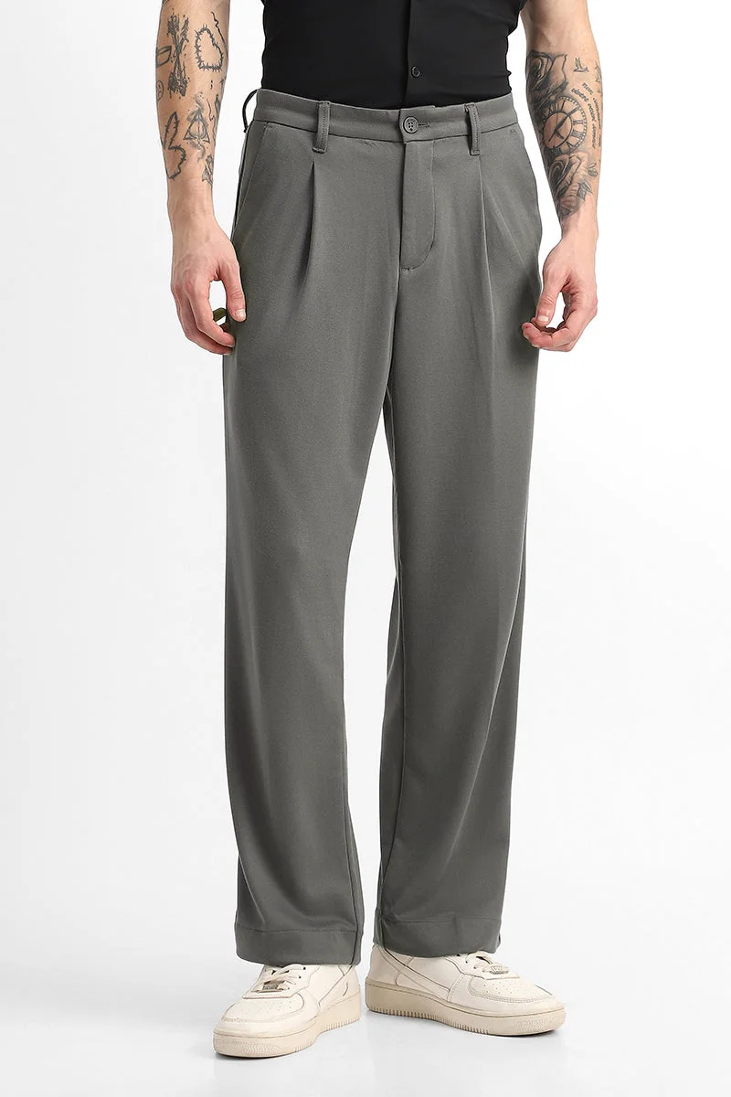 Snitch Grey Loose Fit Stretch Trousers for Men | Best Price UAE